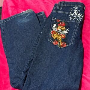 Embroidered Blue Boyfriend Jeans